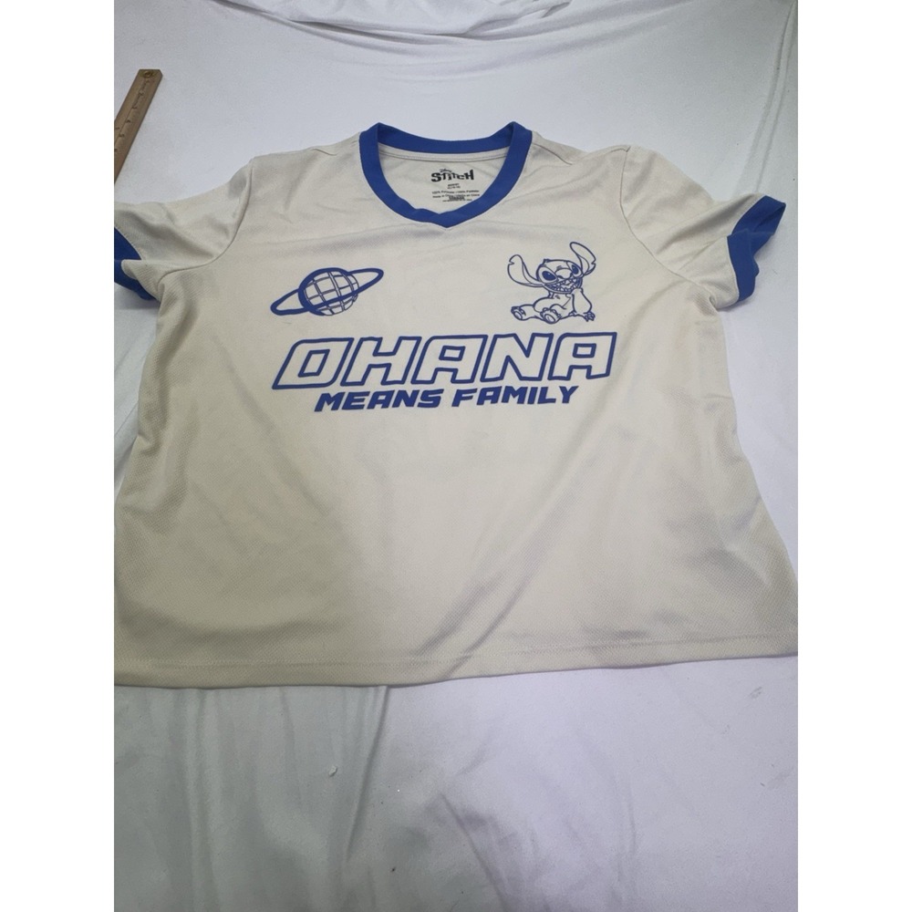 Disney Lilo & Stitch "Ohana Means Family" Graphic Tee Gray Small Jersey Crop Top